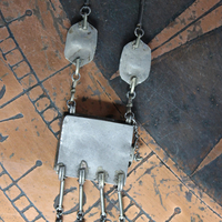 Antique Sacred Heart Kuchi Prayer Box Necklace with Vintage Bar Link and Kuchi Finding Chain