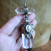 SOLD to J The Mother Necklace with Silver Capped Clear Quartz Crystal Point, Double Terminated Quartz Point, Sterling Chain and Sterling Toggle Clasp