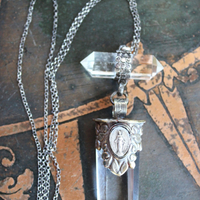 SOLD to J The Mother Necklace with Silver Capped Clear Quartz Crystal Point, Double Terminated Quartz Point, Sterling Chain and Sterling Toggle Clasp
