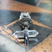 SOLD to J The Mother Necklace with Silver Capped Clear Quartz Crystal Point, Double Terminated Quartz Point, Sterling Chain and Sterling Toggle Clasp