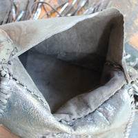 Totem Salvaged Distressed Leather Fringe Bag with Engraved Sterling Medallion and Buffalo Nickel Closure