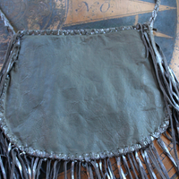 Totem Salvaged Distressed Leather Fringe Bag with Engraved Sterling Medallion and Buffalo Nickel Closure