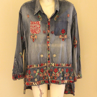 Magnolia Pearl Embroidered Sanforized Denim Shirt - long retired and rare!