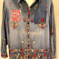 Magnolia Pearl Embroidered Sanforized Denim Shirt - long retired and rare!