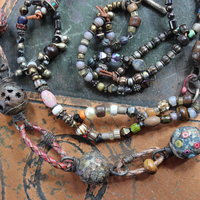 ON HOLD FOR P The Divine Lariat Necklace with Amazing Hand Made Beads, Antique Silver Coptic Cross, Sterling Toggle 