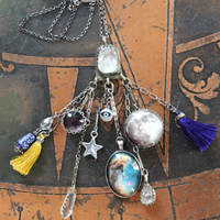 SOLD to J Peace in Your Soul Necklace with Pillars of Creation Pendant, Moon Orbs, Faceted Rock Quartz, Tiny Eye of God and Much More!