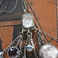 SOLD to J Peace in Your Soul Necklace with Pillars of Creation Pendant, Moon Orbs, Faceted Rock Quartz, Tiny Eye of God and Much More!