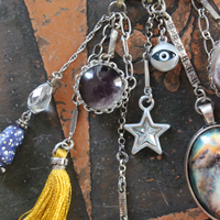 SOLD to J Peace in Your Soul Necklace with Pillars of Creation Pendant, Moon Orbs, Faceted Rock Quartz, Tiny Eye of God and Much More!