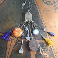 SOLD to J Peace in Your Soul Necklace with Pillars of Creation Pendant, Moon Orbs, Faceted Rock Quartz, Tiny Eye of God and Much More!