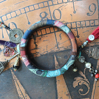 Invite Them In Necklace & Bracelet Set with Antique Hand Painted Thangka,Ghost Quartz Point Pendant,Carved Tourmaline Buddha,Foxtail Chain Tassel,Antique Buddha Medal & Much More!
