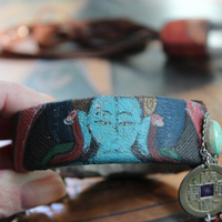 Invite Them In Necklace & Bracelet Set with Antique Hand Painted Thangka,Ghost Quartz Point Pendant,Carved Tourmaline Buddha,Foxtail Chain Tassel,Antique Buddha Medal & Much More!