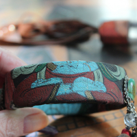 Invite Them In Necklace & Bracelet Set with Antique Hand Painted Thangka,Ghost Quartz Point Pendant,Carved Tourmaline Buddha,Foxtail Chain Tassel,Antique Buddha Medal & Much More!