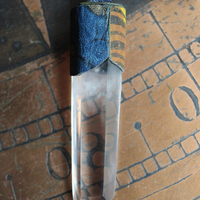 Sold to J The Vision of Enoch Necklace with Clear Quartz Point, Distressed Denim Chain, Handsewn Stones