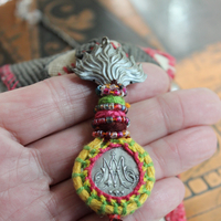 Antique Corduroy Textile Pouch Necklace with Unique Tassel,Faceted Rose Quartz Tear Drops,Antique Rosary Fragments,Antique Scapular & More!