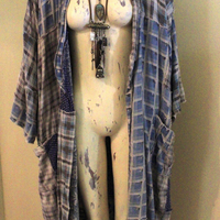 Magnolia Pearl Patchwork Cotton Bohemian Open Front Duster with Front Pockets 