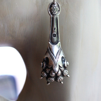 Antique French Sterling Lion Paw Earrings with Sterling Leverback Earring Wires