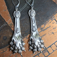 Antique French Sterling Lion Paw Earrings with Sterling Leverback Earring Wires