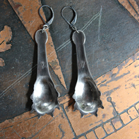 Antique French Sterling Lion Paw Earrings with Sterling Leverback Earring Wires