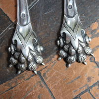 Antique French Sterling Lion Paw Earrings with Sterling Leverback Earring Wires