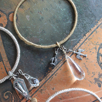 Wrapped Stacking Bangles Set with Antique French Real Metal Trims,Antique French Sterling Lion Paw,Multiple Crystals,Rock Crystal & More!
