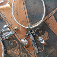 Wrapped Stacking Bangles Set with Antique French Real Metal Trims,Antique French Sterling Lion Paw,Multiple Crystals,Rock Crystal & More!