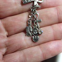 Antique Sterling Ankh Ring Set with Tiny Medals,Ankh Cross and Antique Faceted Prong Set Rock Crystals