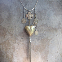 The Life of the Soul Necklace w/Small Antique French Engraved Ex Voto Locket, Antique Stanhope Cross Antique European Medals, Rare 4 Way Scapular Cross & More!