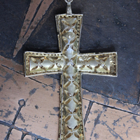 SOLD to J The God of Everyone Necklace with Gold and Silver Mughal Polki Diamond Cross, Intricate Center Piece and Bead, Antique Foxtail Chain & Tassel