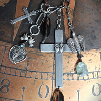 NEW! Enter the Heart Necklace with Rare Sisters of the Cenacle Sacred Heart Cross, Dove of Peace Medal,Sacred Heart Medal, Faceted Smoky Quartz & More!
