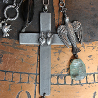 NEW! Enter the Heart Necklace with Rare Sisters of the Cenacle Sacred Heart Cross, Dove of Peace Medal,Sacred Heart Medal, Faceted Smoky Quartz & More!