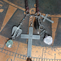 NEW! Enter the Heart Necklace with Rare Sisters of the Cenacle Sacred Heart Cross, Dove of Peace Medal,Sacred Heart Medal, Faceted Smoky Quartz & More!