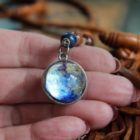 En Shalla Butter Soft Leather Cross Body Bag with Faceted Turquoise Drop,Glass Galaxy Orbs,Wire Wrapped Quartz & Feather
