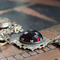 Antique Engraved Ex Voto Necklace with Amazing Faceted Blood of Christ Garnet,Marian Locket,Antique Medals & More!