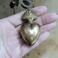 Antique Engraved Ex Voto Necklace with Amazing Faceted Blood of Christ Garnet,Marian Locket,Antique Medals & More!