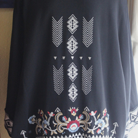 Vintage JWLA Johnny Was Open Front Jacket - Black with Embroidery,Front Slash Pockets and Kimono Sleeves