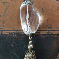 RESERVED FOR J It's your Light Necklace with Amazing Faceted Rock Quartz Crystal Stone and Long Multi Chain Tassel