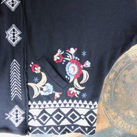 Vintage JWLA Johnny Was Open Front Jacket - Black with Embroidery,Front Slash Pockets and Kimono Sleeves