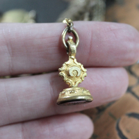 Watch Over You Necklace with Unique Angel Finding,RARE All Seeing Eye Gilt Wax Seal,Antique Medals,Vintage Heart Locket,Faceted Rock Crystal Drops & More!