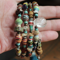Endless Bounty II Bangle Set with Antique Kantha Textile, Antique Medals, Multiple Faceted Gemstones & Turquoise, Unique Dangles and Drops!
