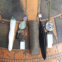 As Fine as Soul Necklace Set with Fluorite Capped Selenite Wand & Pouch, Twilight Goddess Medal, Sterling Capped Raven Wing & Black Tourmaline + More!