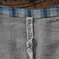 Magnolia Pearl Flannel Cotton Patchwork Shirt with Hand Stitching, Fabric Covered Buttons and 3 Quarter Length Sleeves