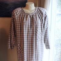 Magnolia Pearl Cotton Gingham Peasant Shirt with Unique Distressing & Button Closures