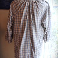 Magnolia Pearl Cotton Gingham Peasant Shirt with Unique Distressing & Button Closures