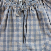 Magnolia Pearl Cotton Gingham Peasant Shirt with Unique Distressing & Button Closures