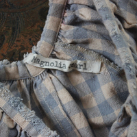 Magnolia Pearl Cotton Gingham Peasant Shirt with Unique Distressing & Button Closures