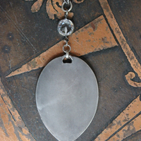 Under His Wings Necklace with Once in a Lifetime Antique Sterling Harden Medal,Antique Faceted Rock Crystal Connector,Solid Sterling Chain & Clasp