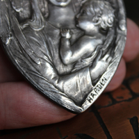 Under His Wings Necklace with Once in a Lifetime Antique Sterling Harden Medal,Antique Faceted Rock Crystal Connector,Solid Sterling Chain & Clasp