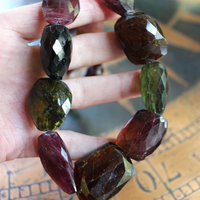 Sold to J One of a Kind Checkerboard Faceted Tourmaline Gemstone Necklace with Sterling Toggle Clasp