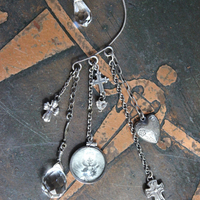 Sterling Ear Cuff & Single Sterling Earring Set with Sterling Crosses,Sacred Heart under Glass Drop,Faceted Rock Crystal Drops & More!