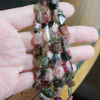 SOLD TO J Extraordinary Watermelon Tourmaline Necklace with Amazing Central Polished Gemstone, Dozens of Sliced Watermelon Pieces & Faceted Gemstone Briolettes